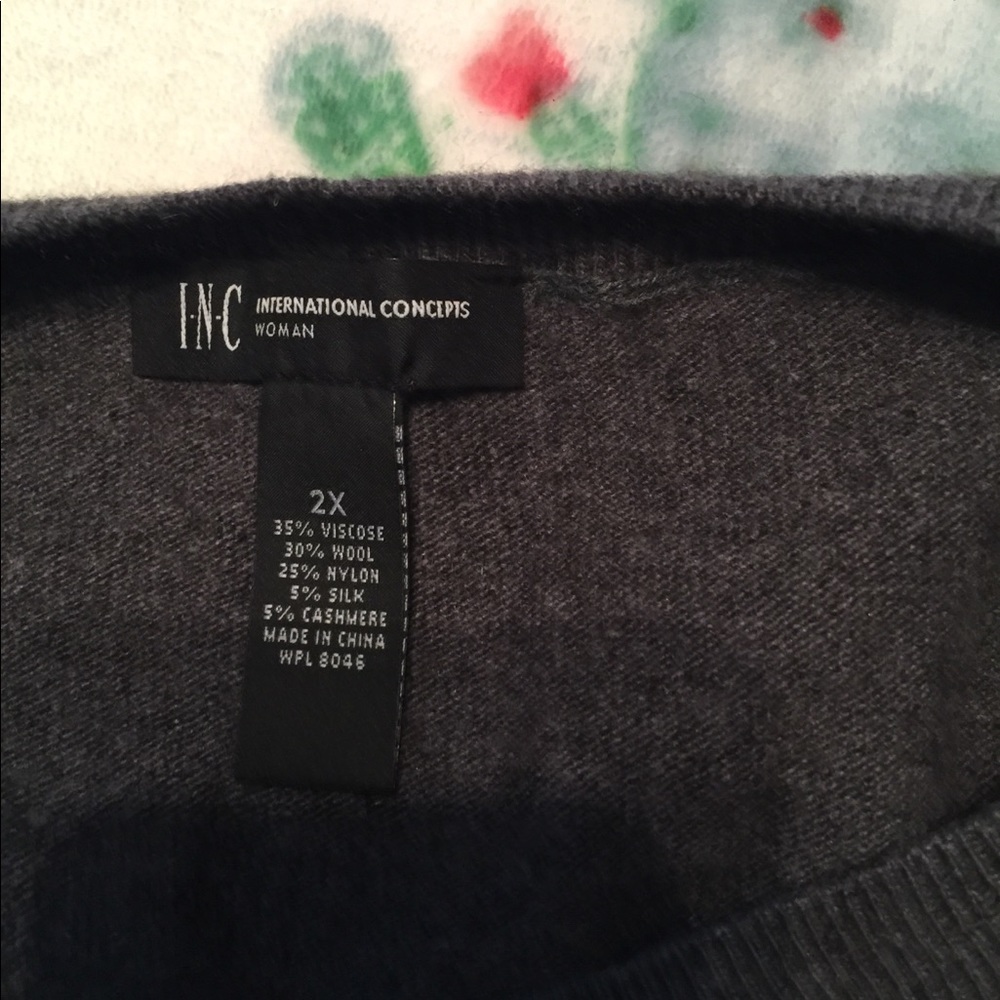 Gray cold shoulder jeweled sweater - Picture 3 of 3